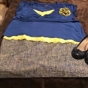 EUC 22 LaneBryant green & blue tweed pencil skirt